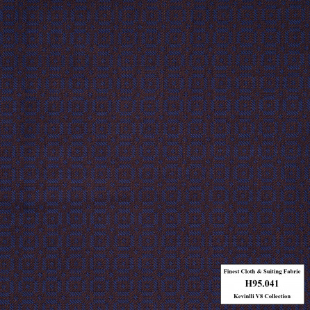 H95.041 Kevinlli V8 - Vải Suilt 90% Wool - Tím sẫm họa tiết